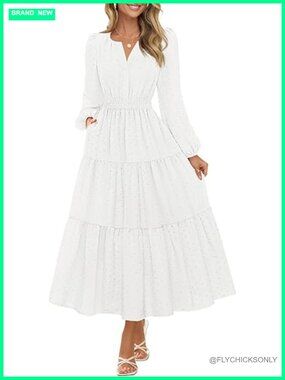 Long Sleeve Maxi Dress with Puff Sleeves and Pockets